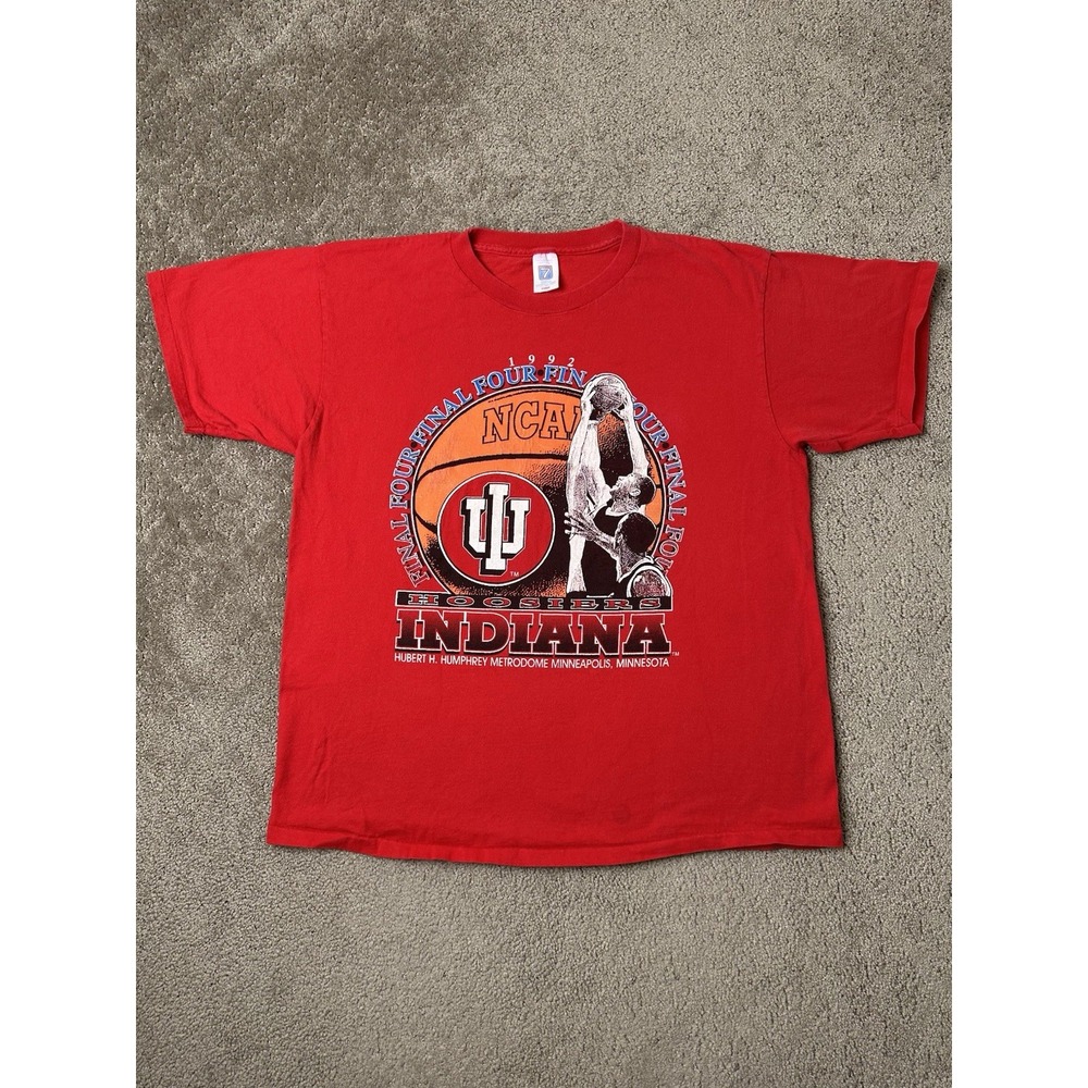 Vintage Mens Tshirt NBA Logo 7 1992 Final Four Indiana Hoosiers Baseball Size XL